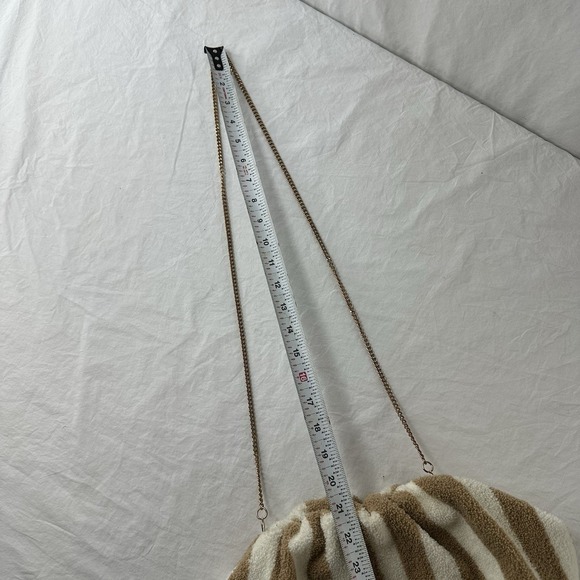 Anthropologie The Frankie Terry Clutch Tan Cream Stripe Crossbody Purse Chain